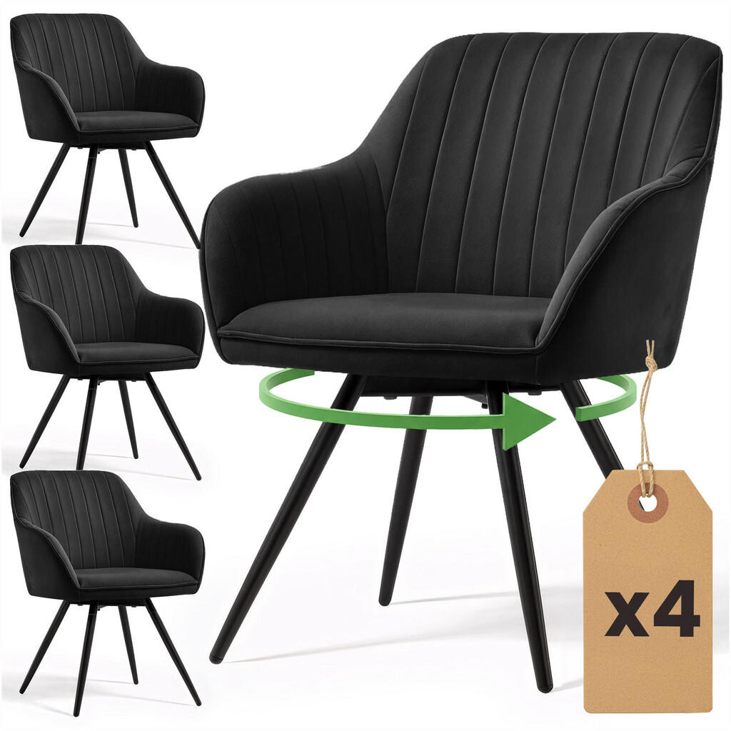 RAUMHIRSCH FURNITURE OTOČNÁ ŽIDLE, sada 4 ks, černá 55/83/58