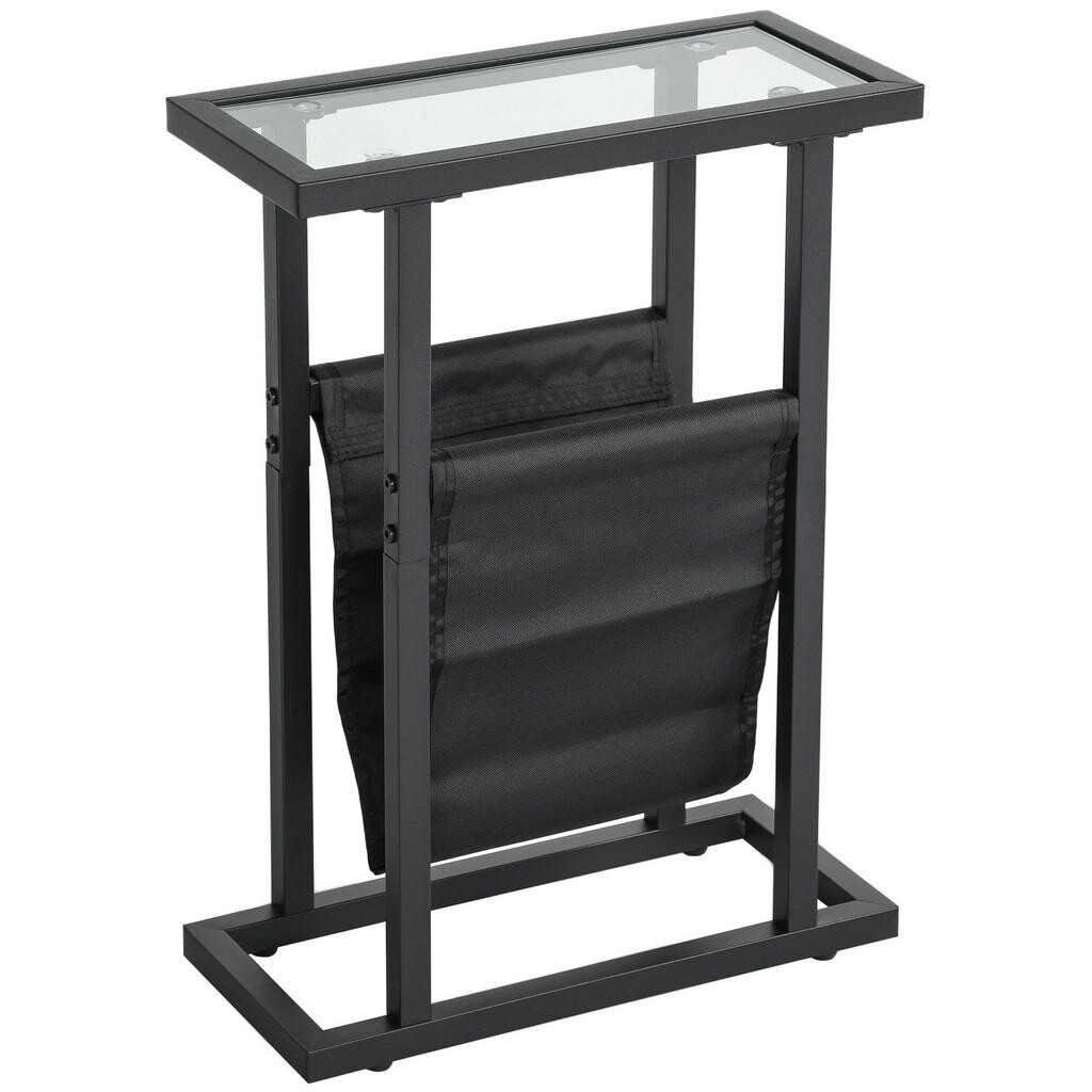 SHOPENTRA KONFERENČNÍ stolek černý 40x18x55,5 cm se skleněnou deskou a látkovým pouzdrem