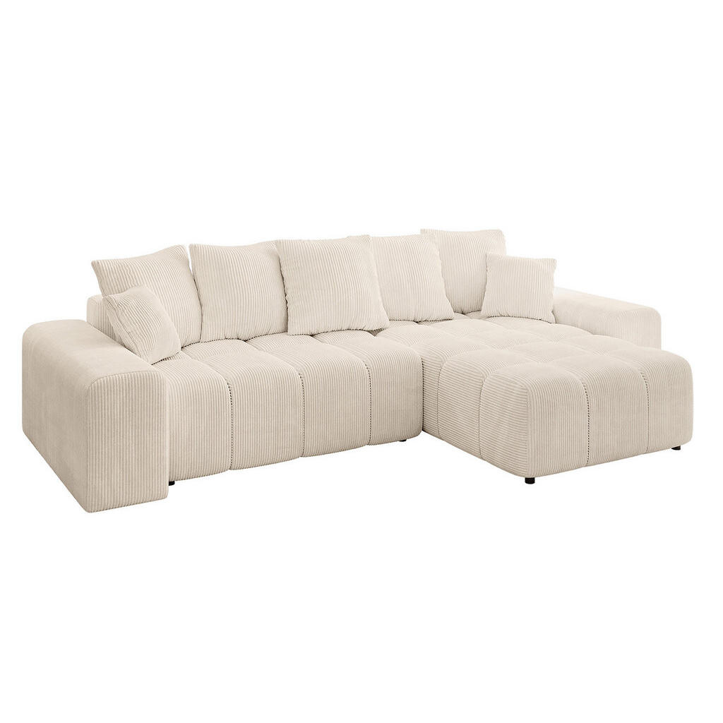 ALTDECOR ROHOVÁ SEDACÍ SOUPRAVA s otomanem vpravo ENIL-L 297x189x68 béžový manšestr