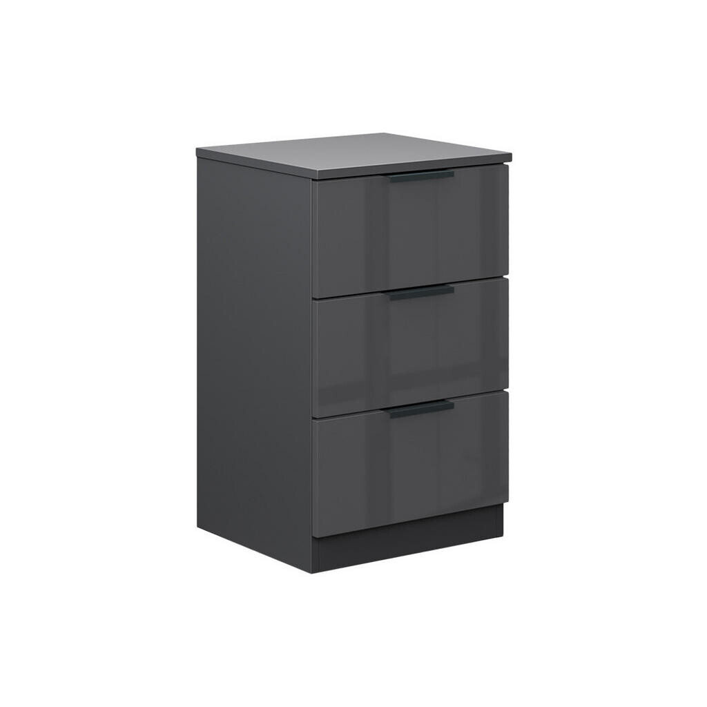 Vicco NOČNÍ STOLEK Fino Černý vysoký lesk 37.6 x 61.8 cm se 3 zásuvkami