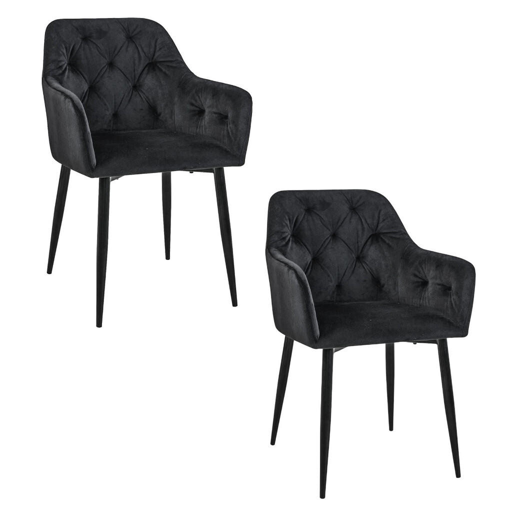RAUMHIRSCH FURNITURE ČALOUNĚNÁ ŽIDLE, sada 2 ks, kovové nohy, černá 55/81/58,5