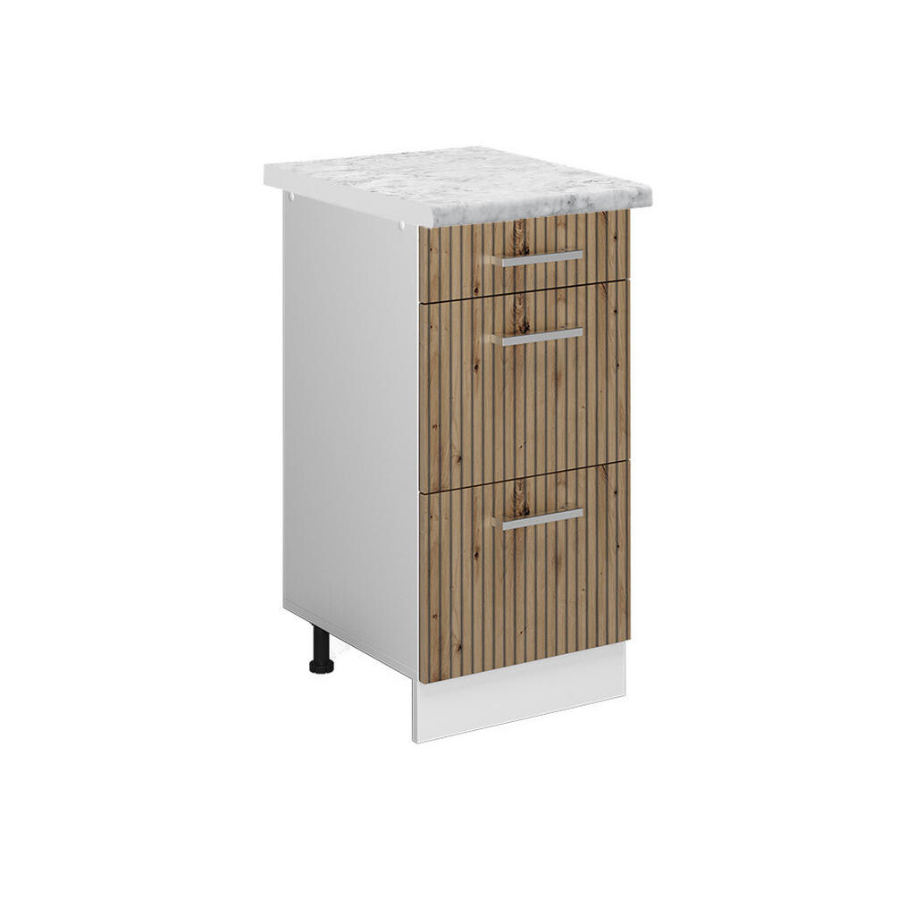 Vicco SPODNÍ SKŘÍŇKA KUCHYŇSKÉ LINKY R-Line Řemeslný dub 40 cm se zásuvkami a pracovní deskou