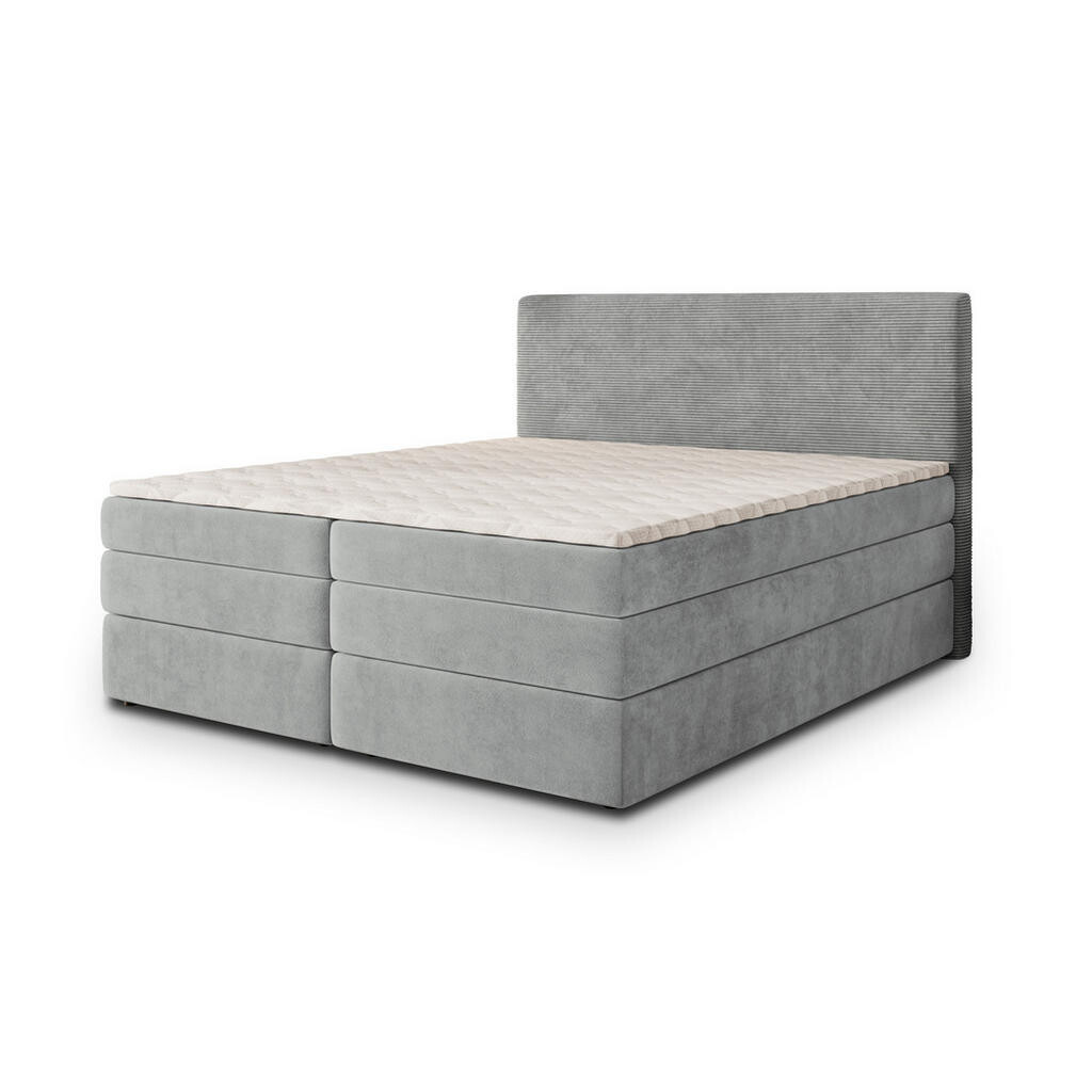 MASSENO POSTEL BOXSPRING MATERN 160x200 cm, s matrací a úložným prostorem, světle šedá