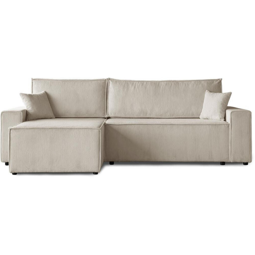 Beautysofa ROHOVÁ ROZKLÁDACÍ POHOVKA Hektor, s funkcí spaní, 277 cm, otoman 100 cm, béžová