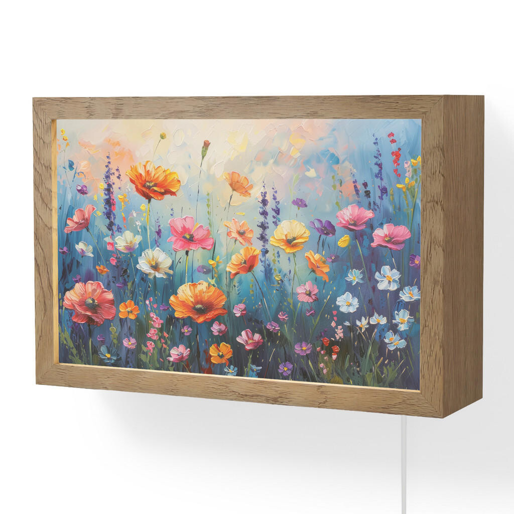 OnlyWow NÁSTĚNNÁ LAMPA Květiny - Příroda - Akvarel - Umění 30x20 cm