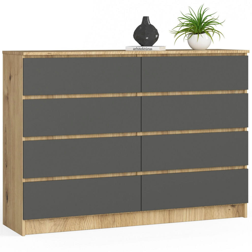 RAUMHIRSCH FURNITURE KOMODA Artisan z dubového dřeva, grafitově šedá 99/138/40