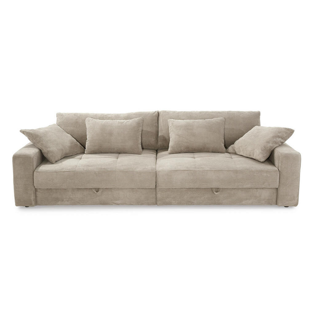 luma-home VELKÁ POHOVKA se 2 úložnými prostory, velkým úložným prostorem, 274 × 113 × 84 cm (Š×H×V), ležecká plocha 103 × 241 cm, manšestr béžovo-šedý