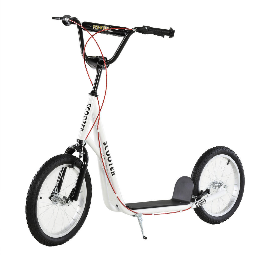 HOMCOM KOLOBĚŽKA Scooter Cityroller Dětská koloběžka s pneumatikami Nastavitelná Hliník Bílá