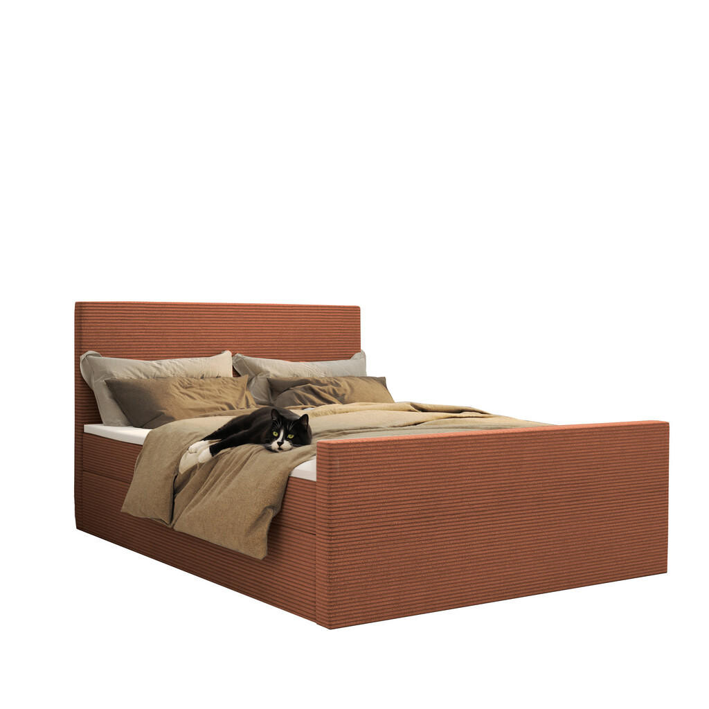 Kaiser Möbel KONTINENTÁLNÍ POSTEL s úložným prostorem a topperem VIESTA tkanina Poso Cihlová 180x200 cm H2-Pocket