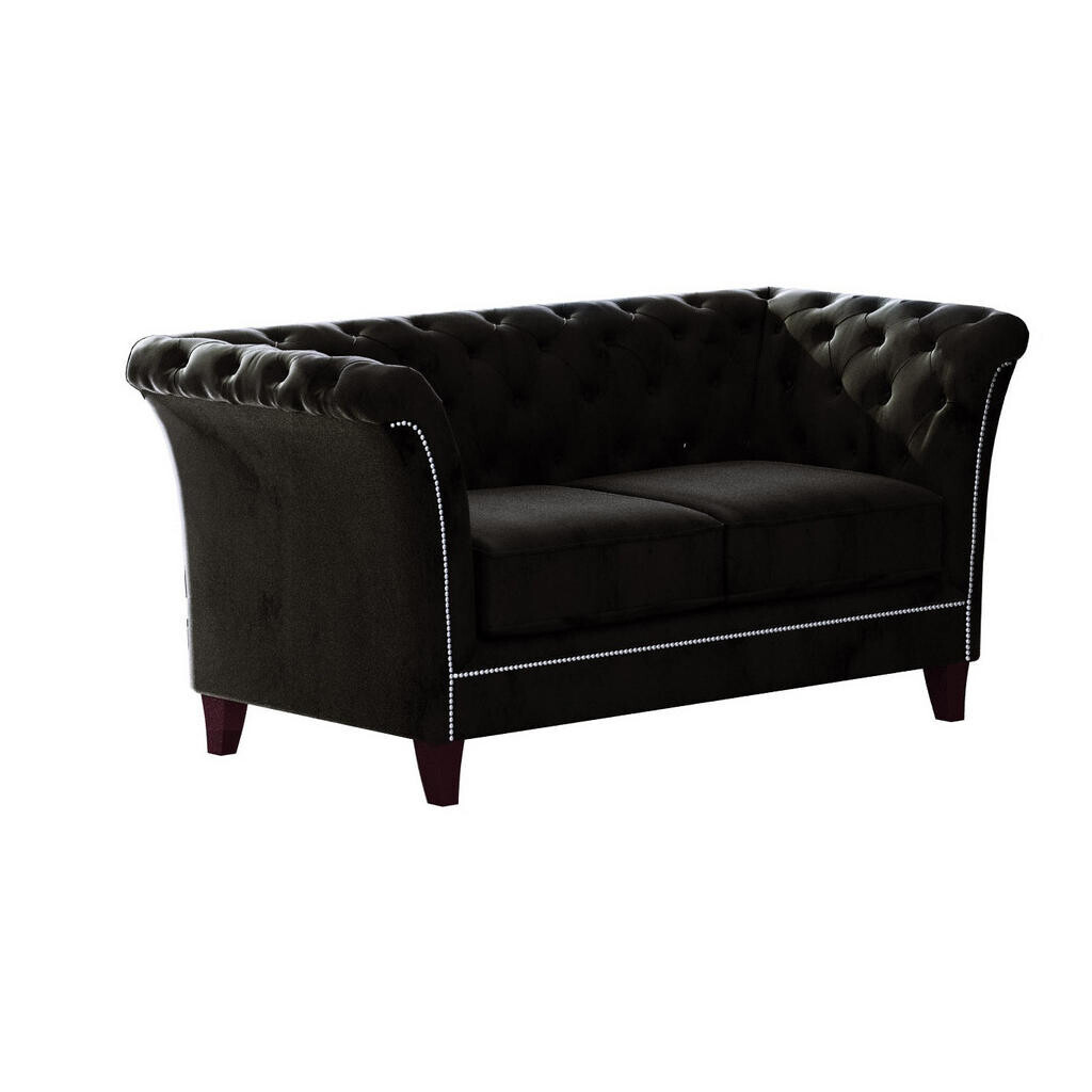 S-Style CHESTERFIELD DVOUMÍSTNÁ POHOVKA Fusion z černého sametu
