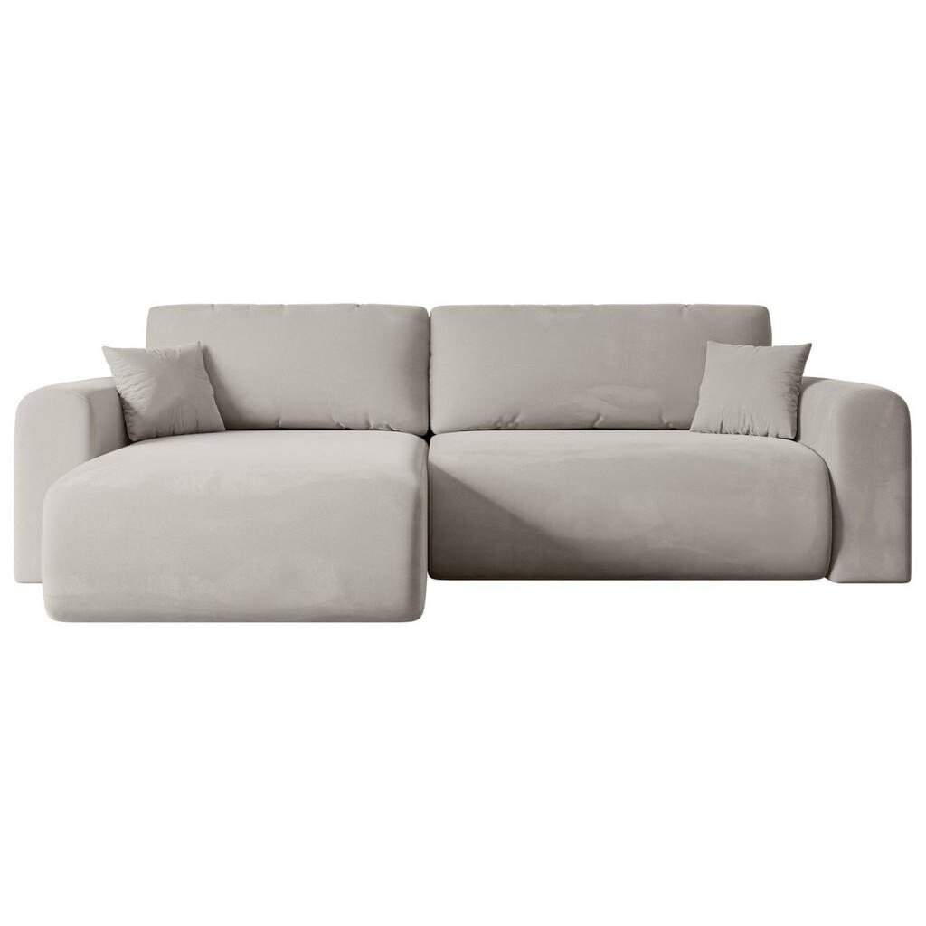 ALTDECOR ROHOVÁ SEDACÍ SOUPRAVA s funkcí lůžka a úložným prostorem ORRO-L – 272 x 145 x 83 cm, světle hnědá varianta veluru
