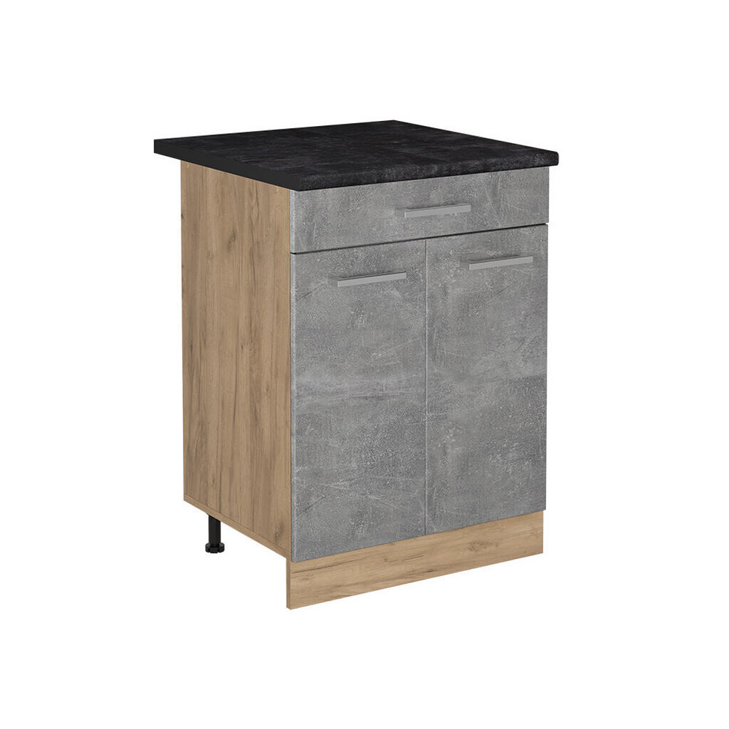 Vicco SPODNÍ SKŘÍŇKA KUCHYŇSKÉ LINKY R-Line, Beton/Zlatý mocný dub, 60 cm se zásuvkou pracovná doska antracitová
