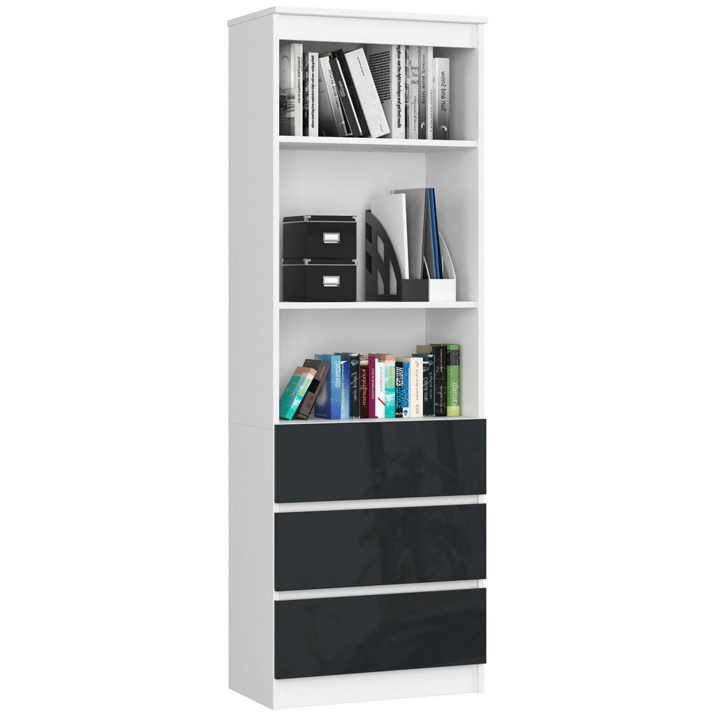 RAUMHIRSCH FURNITURE STOJANOVÁ POLICE bílá, lesklá grafitová 180/60/35