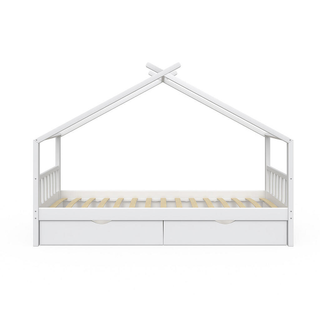 VitaliSpa DOMEČKOVÁ POSTEL Design Bílá 90x200 cm se 2 zásuvkami