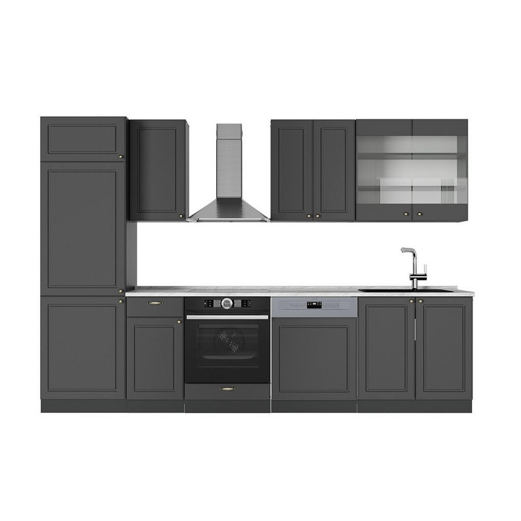 Vicco KUCHYŇSKÝ KOUT Fame-Line Anthrazit-Gold Landhaus 300 cm , PD Mramor