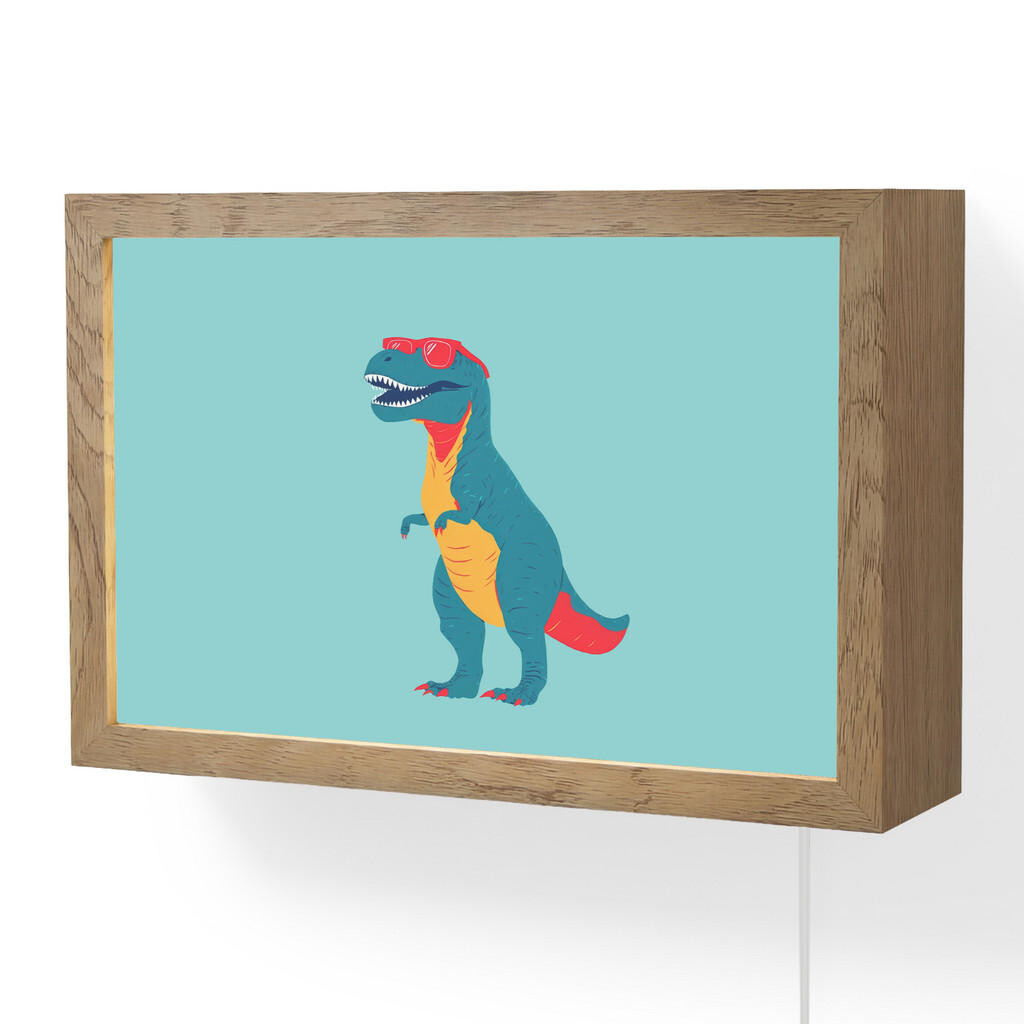 OnlyWow NÁSTĚNNÁ LAMPA Dinosaurus - Modrá - Sluneční brýle 30x20 cm