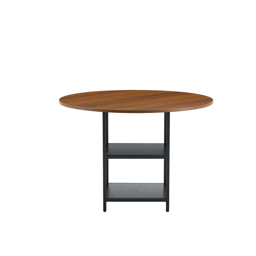 OKWISH JÍDELNÍ stůl 107/107/75 cm černý/ořechový z MDF a kovu s dvojitou odkládací policí