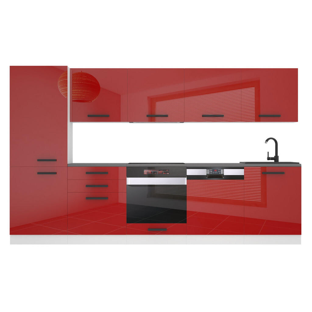 B BELINI GROUP KUCHYŇSKÁ LINKA Rose 300 cm, s pracovními deskami, Červená lesklá