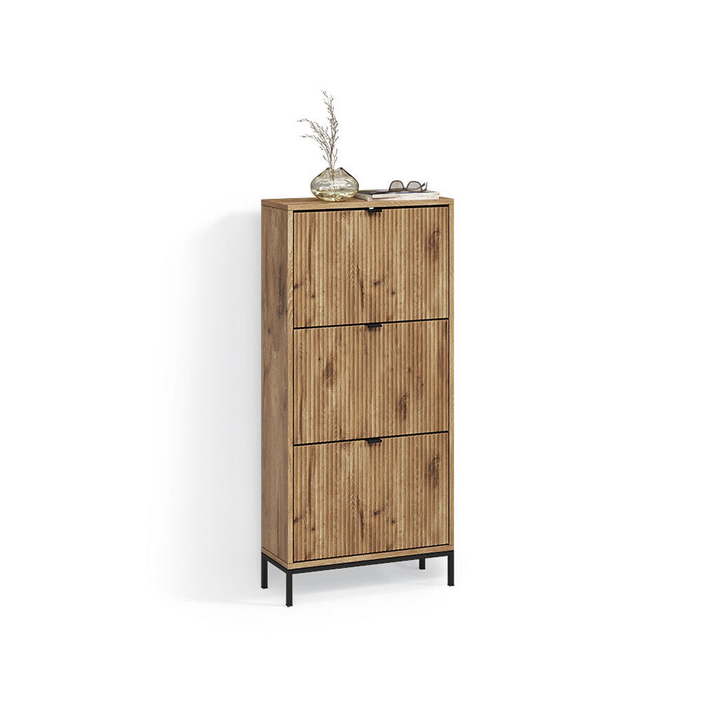 Livinity® BOTNÍK NA BOTY Aterno Dub Viking 60 x 130 cm se 3 sklopnými zásuvkami