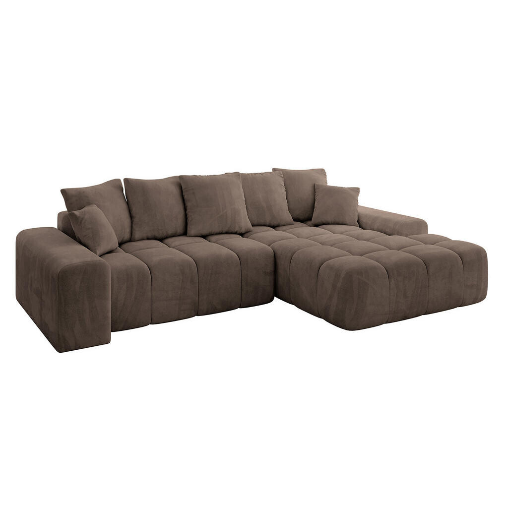 ALTDECOR ROHOVÁ SEDACÍ SOUPRAVA s otomanem vpravo ENSI-L - 267x164x69 cm hnědá