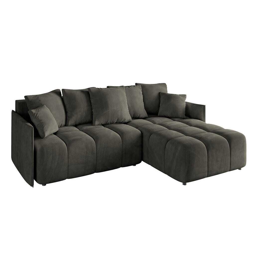 ALTDECOR ROHOVÁ SEDACÍ SOUPRAVA s otomanem vpravo LONLI-L 251x189x68 černý velur