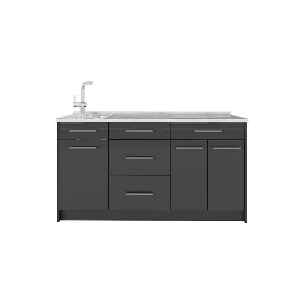 Vicco KUCHYŇSKÝ BLOK Fame-Line, Antracitový vysoký lesk/Antracit, 150 cm, PD Mramor