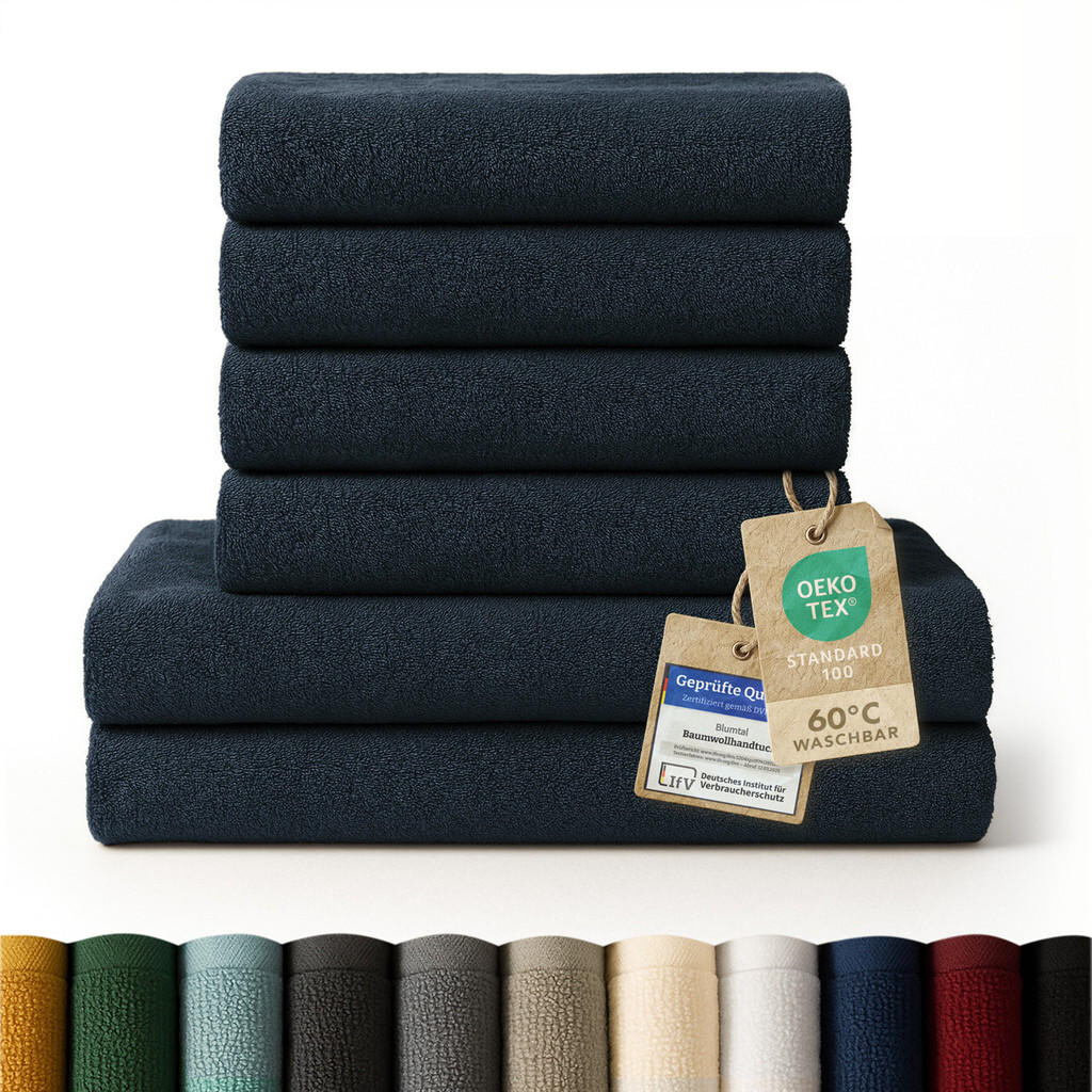 Blumtal OSUŠKA 6dílná sada, 2x osuška 70/140 + 4x ručník 50/100 cm, tmavě modrá