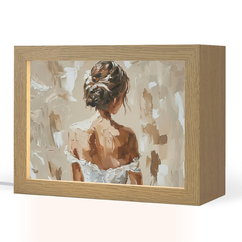 OnlyWow STOLNÍ LAMPA Žena - malba - abstraktní - béžová - moderní 20x15 cm