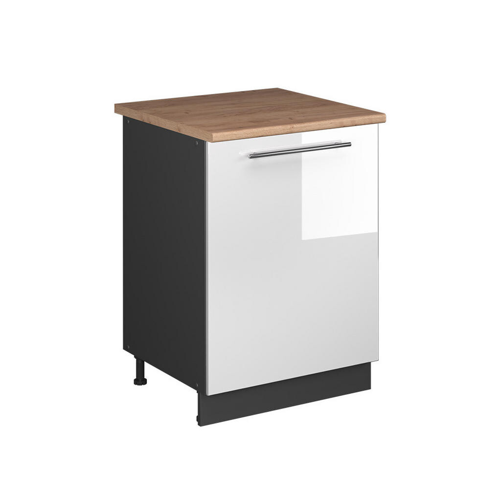 Vicco SPODNÍ SKŘÍŇKA KUCHYŇSKÉ LINKY Fame-Line, Bílá vysoký lesk/Antracit, 60 cm 1 dvířka s pracovní deskou