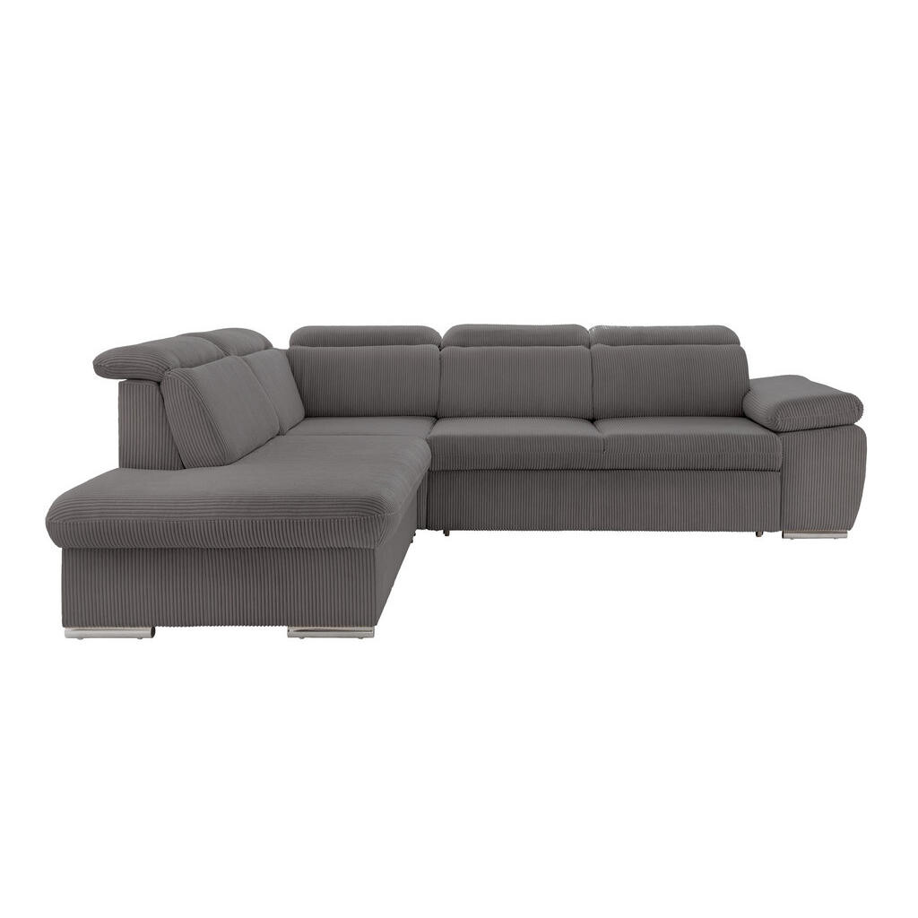 luma-home ROHOVÁ POHOVKA s funkcí rozkládání, úložným prostorem, otomanem vlevo, 283 × 228 × 102 cm (Š×H×V), manšestr tmavě šedý / 17219
