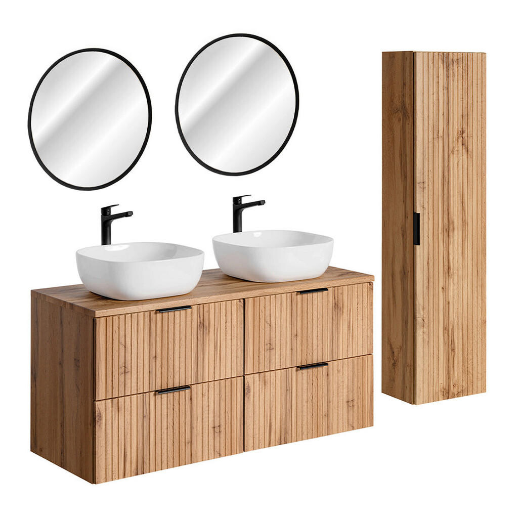 Petits-meubles KOUPELNOVÝ NÁBYTEK 120.8cm Adriel 2er-Set Dubové dřevo
