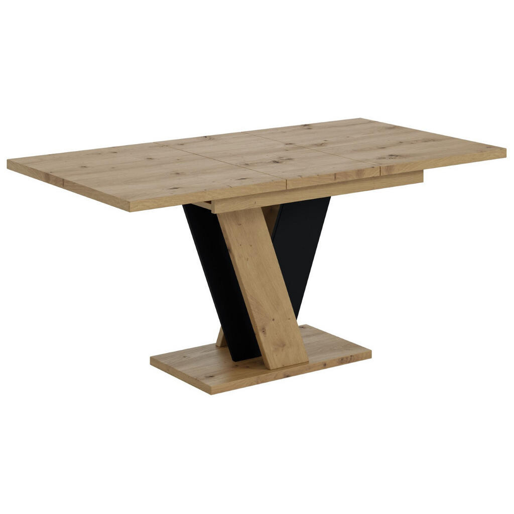 ALTDECOR VÝSUVNÝ jídelní stůl 120–160 × 90 × 75 cm – vzhled dubu artisan/černá – INEY