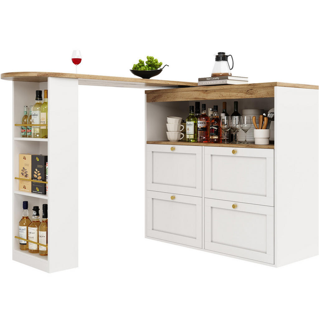 Redom SKŘÍŇKA 138/39/104 cm s 360° otočným regálem, 4 zásuvkami, MDF, Bílá