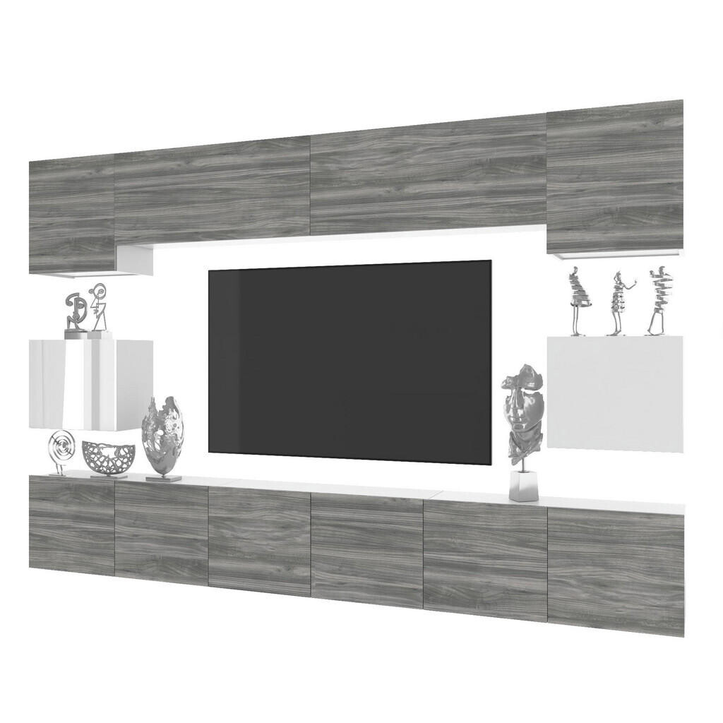 B BELINI GROUP OBÝVACÍ STĚNA Milano 3, Šedá matná / Bílá lesklá, 300 cm, Bezúchytková