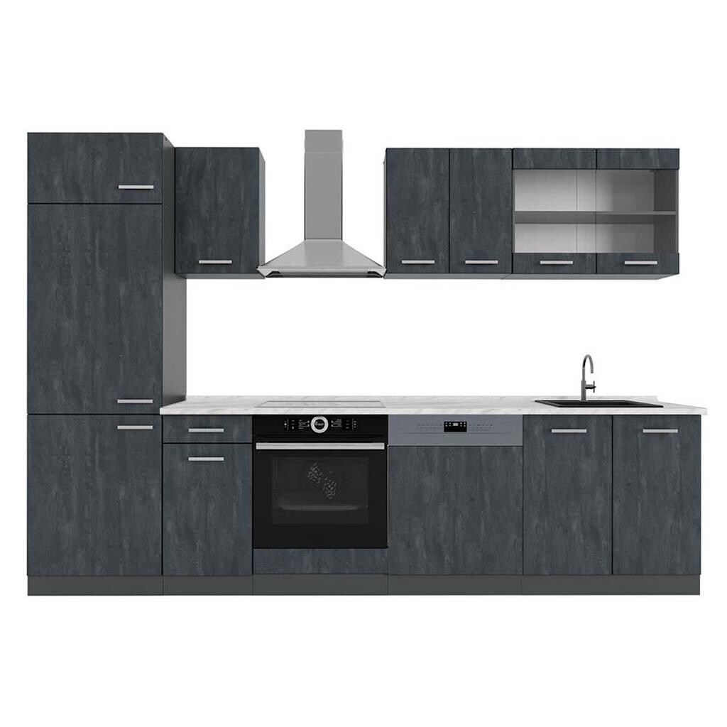 Vicco KUCHYŇSKÝ KOUT R-Line Černý beton/antracit 300 cm PD Mramor