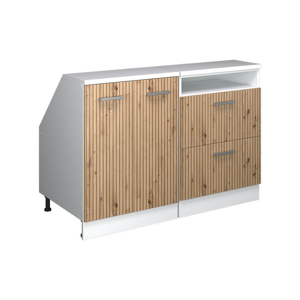 Vicco KUCHYŇSKÁ SKŘÍŇKA POD ŠIKMOU STŘECHU R-Line Řemeslný dub 120 cm Sada 2 korpusů skříně hloubka 60 cm
