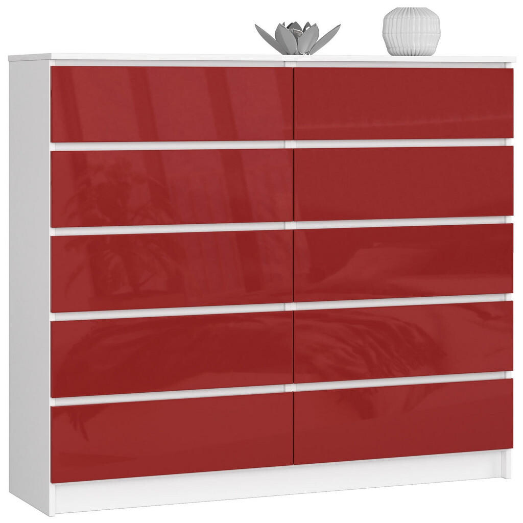 RAUMHIRSCH FURNITURE KOMODA bílá, červená lesklá 121/138/40