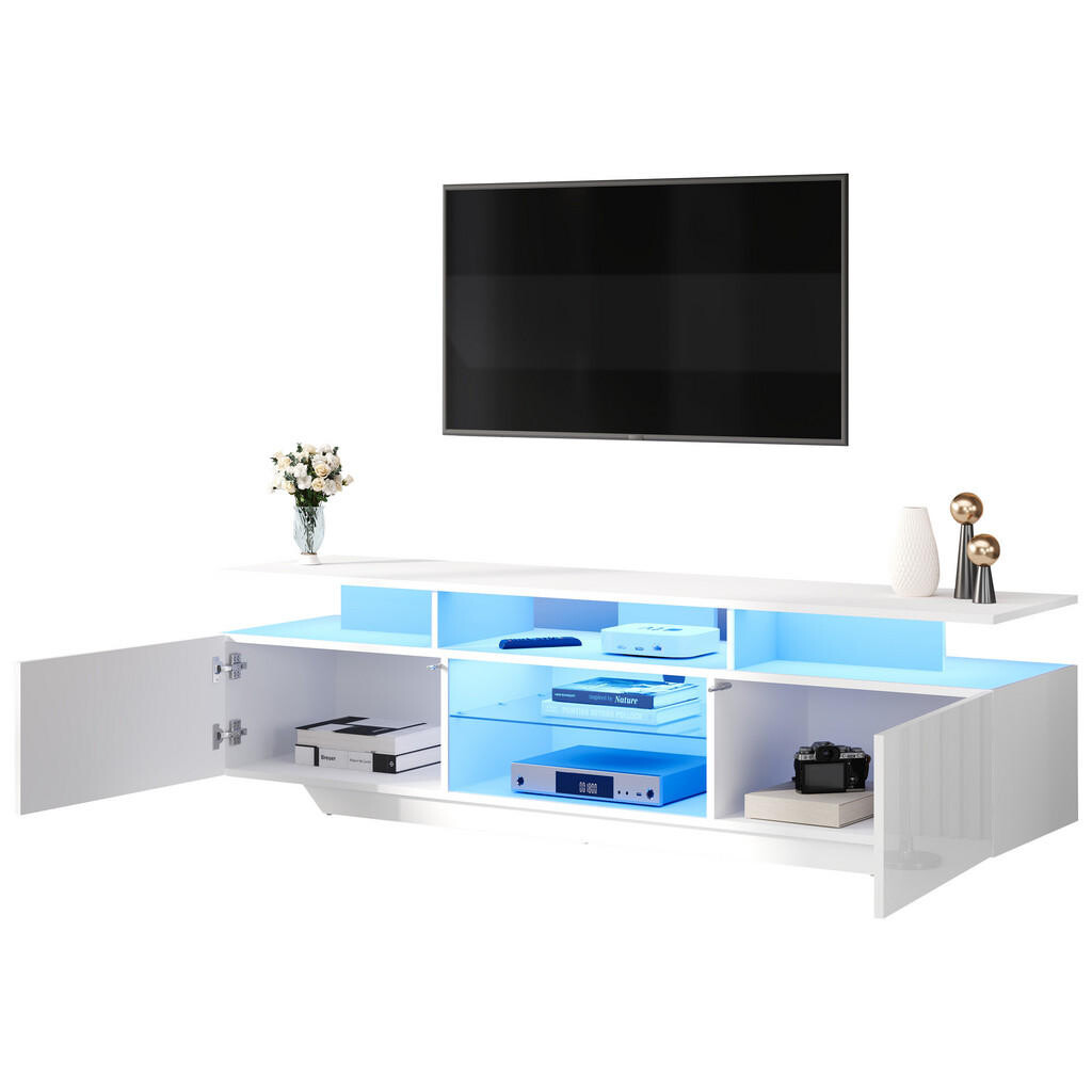 FLIEKS NÍZKÁ KOMODA 160 cm Lesk LED MDF 2 Skříňky