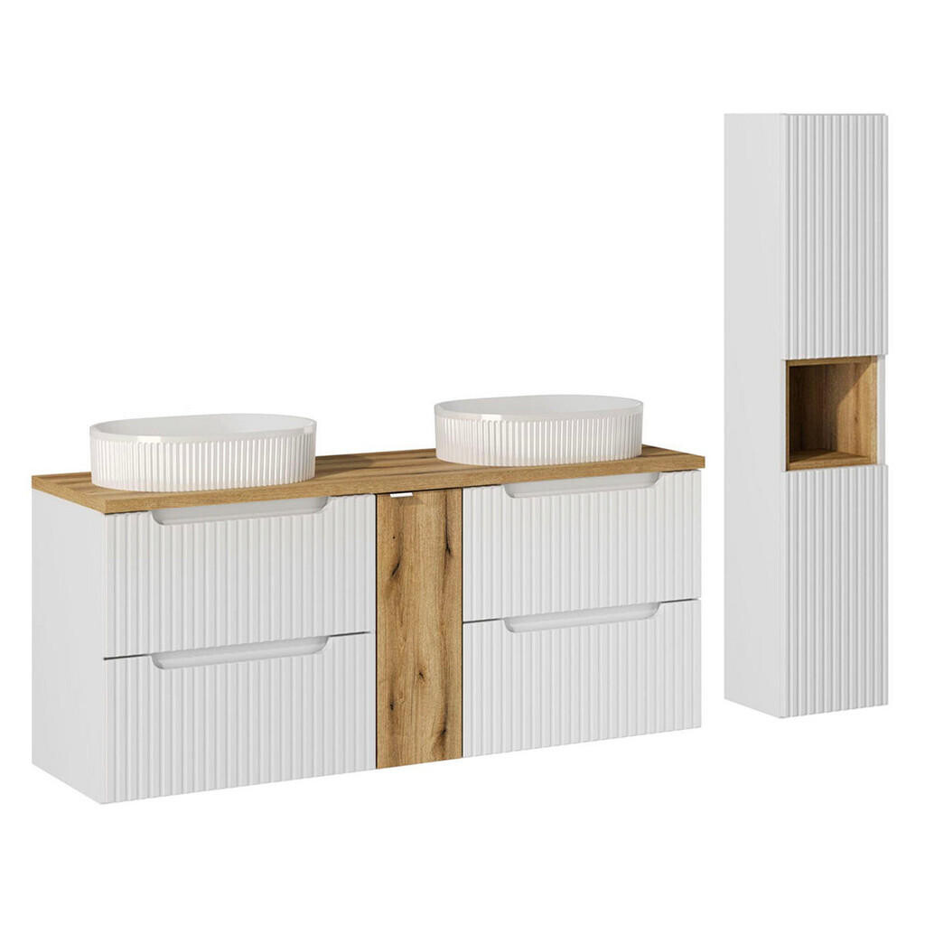 Petits-meubles KOUPELNOVÝ NÁBYTEK 140.4cm Riva 2er-Set Bílá a dřevo