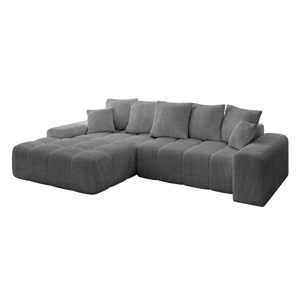 ALTDECOR ROHOVÁ SEDACÍ SOUPRAVA s otomanem vlevo ENSI-L – 267 × 164 × 69 cm, tmavě šedá