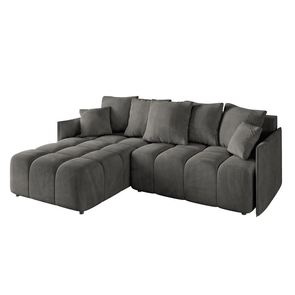 ALTDECOR ROHOVÁ SEDACÍ SOUPRAVA s otomanou vlevo LONLI-L 251x189x68 antracitový velur