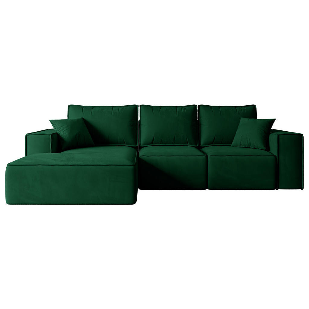 ALTDECOR ROHOVÁ SEDACÍ SOUPRAVA s funkcí lůžka a úložným prostorem SERRA-L-S – 266x161x87 cm, zelený velur