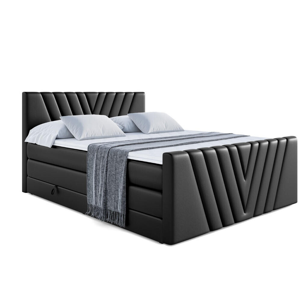 ALTDECOR POSTEL boxspring ERNINA-Z KING – 180 × 200 – H3/H4 – vysoce lesklá černá