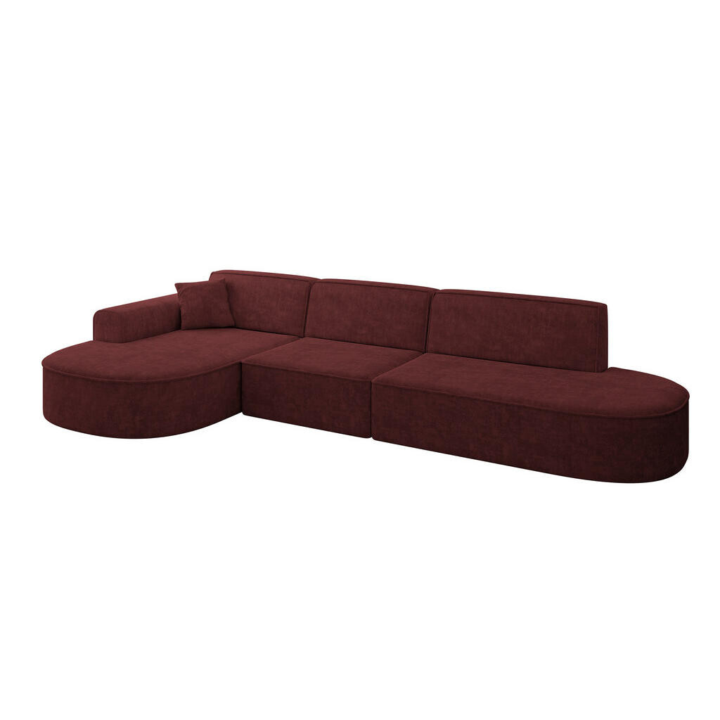 ALTDECOR ROHOVÁ SEDAČKA s otomanem vlevo MARI-L2 – 328 × 171 × 79 cm, bordó, velur