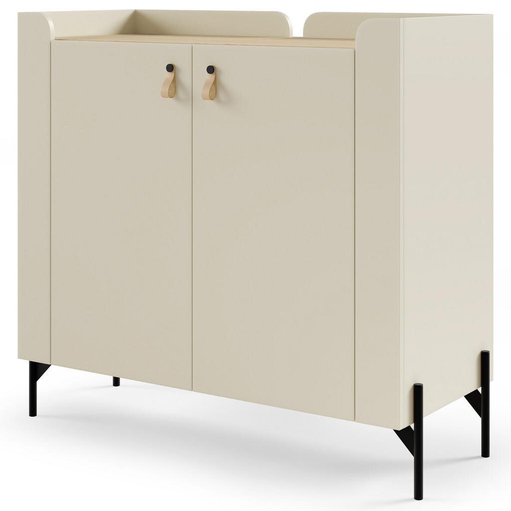 Beautysofa KOMODA Sorella se 2 dveřmi, 100 cm, do studentského pokoje, macadamia + dub Mavelie