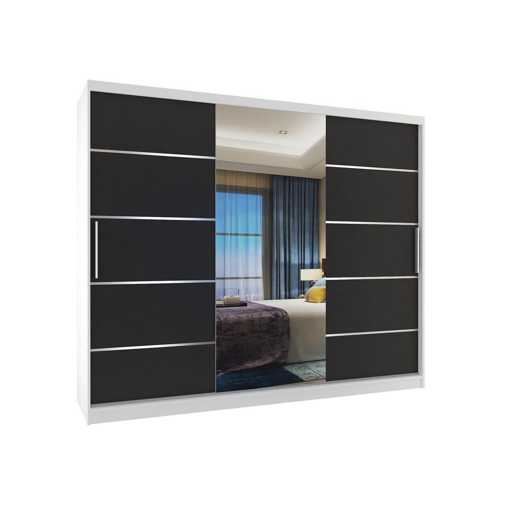 B BELINI GROUP POSUVNÁ SKŘÍŇ Verona MBP, Bílá/Černá Mat, 232 cm, se zrcadlem