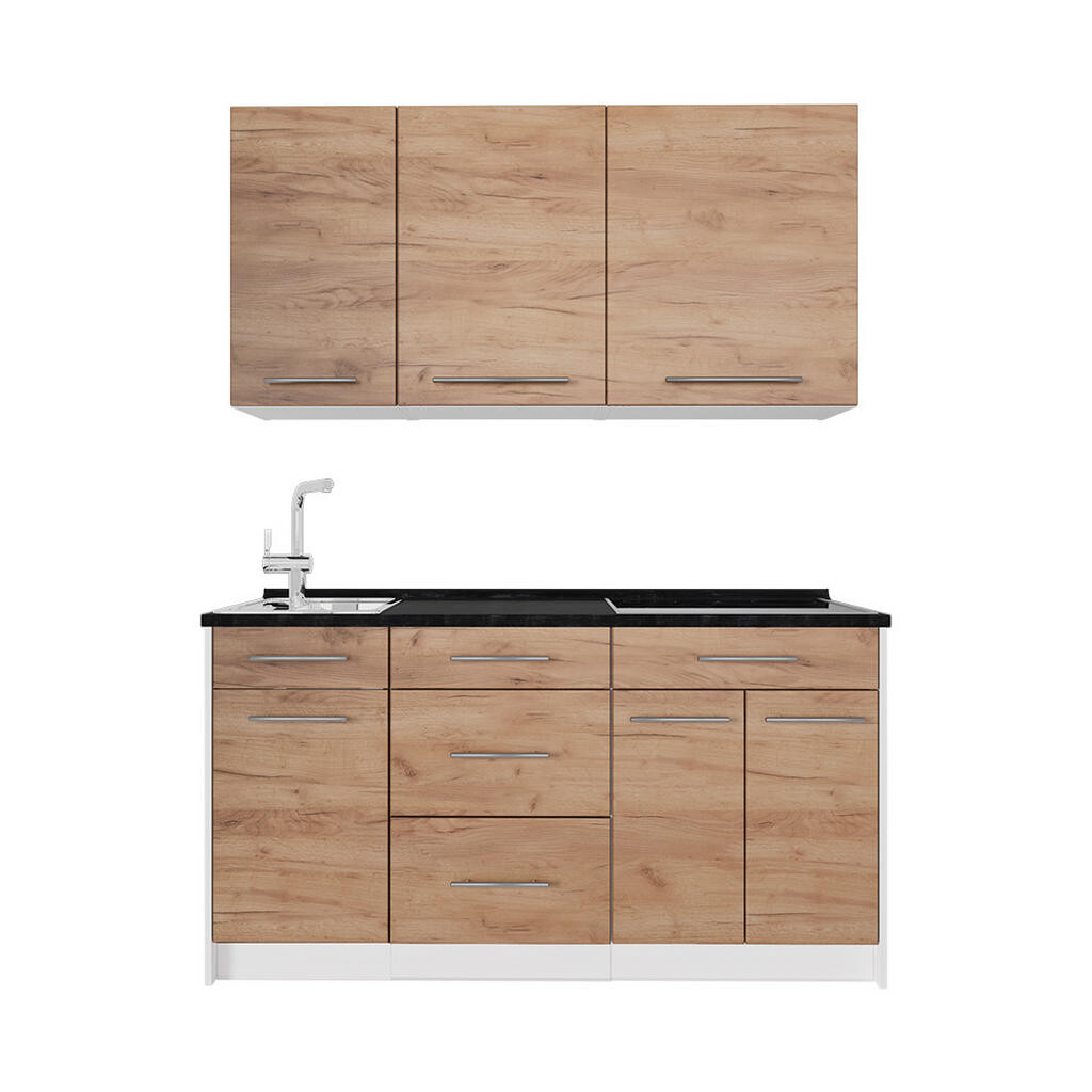 Vicco JEDNOTKOVÁ KUCHYNĚ Fame-Line, Zlatý mocný dub, 150 cm, PD Antracit