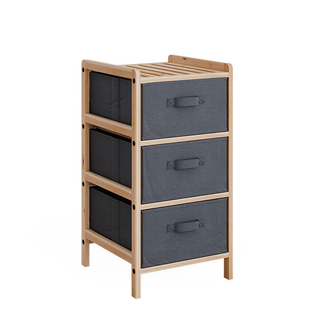 Vicco KOUPELNOVÁ SKŘÍŇKA Bruno Šedá 34.5 x 67 cm se 3 látkovými zásuvkami