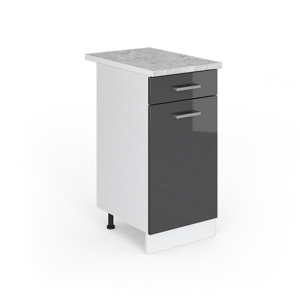 Vicco UNIVERZÁLNÍ ZÁKLADNÍ JEDNOTKA R-Line Antracitový vysoký lesk 40 cm se zásuvkou, s pracovní deskou