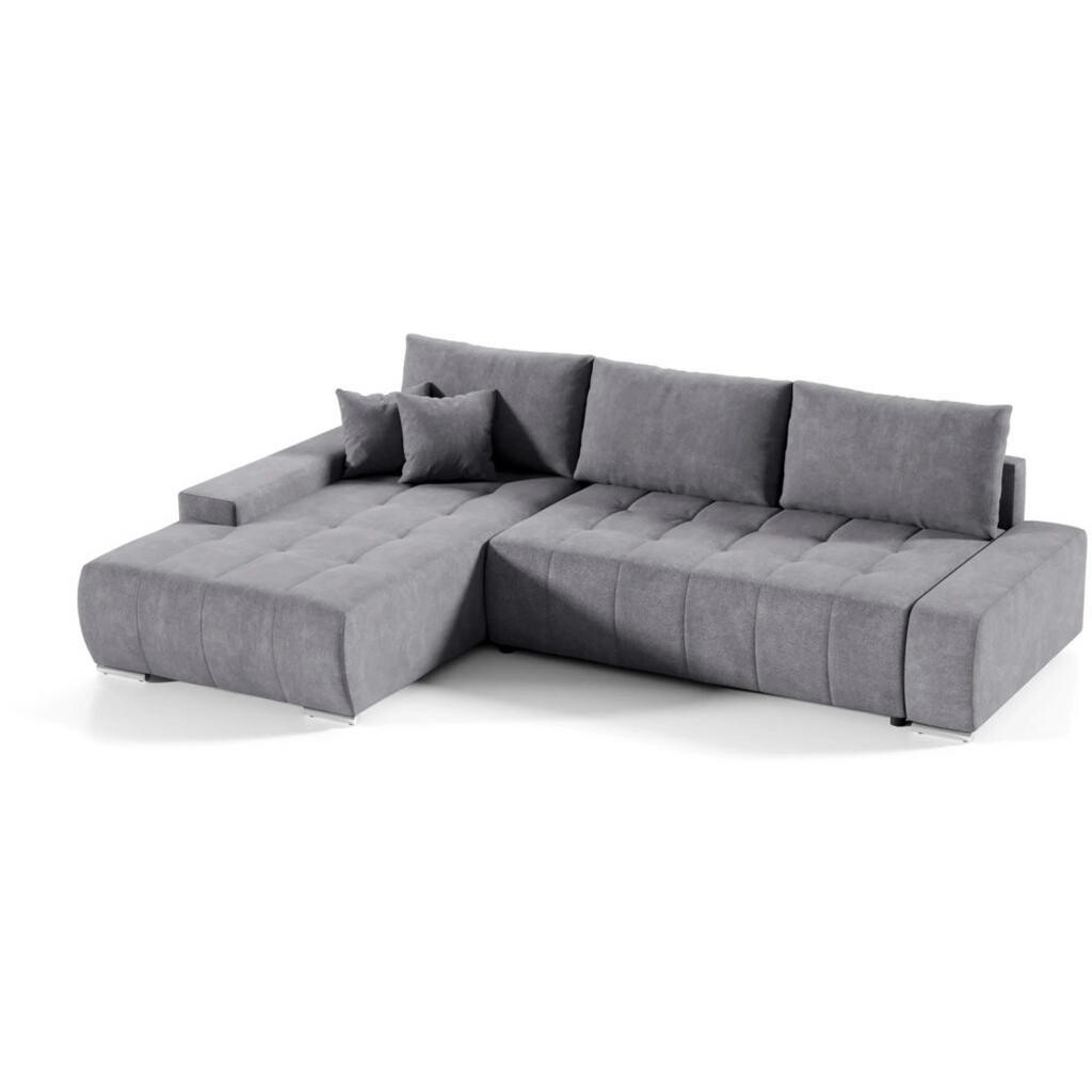 Beautysofa ROHOVÁ rozkládací pohovka Draco L tmavě šedá, levá, velurová látka